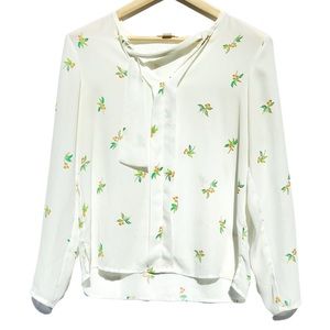 Finn & Grace Long Sleeve Lemon Tree Chiffon Blouse Sz S